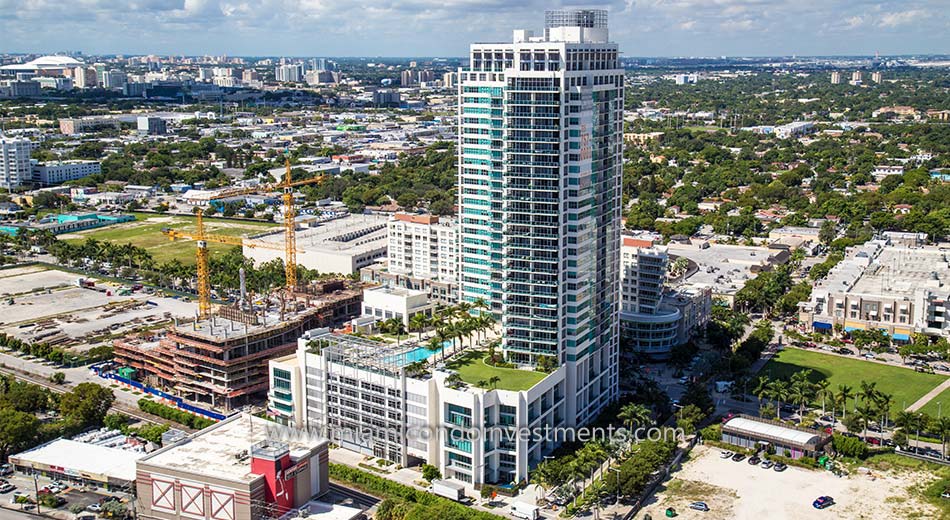 aerial of 4 Midtown condos