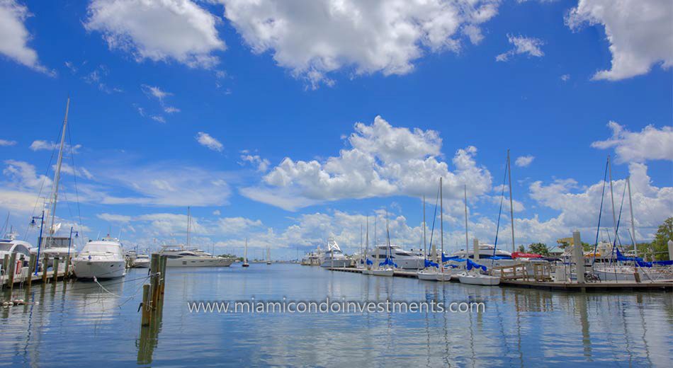 boats dock at the Dinner Key Marina in Coconut Grove