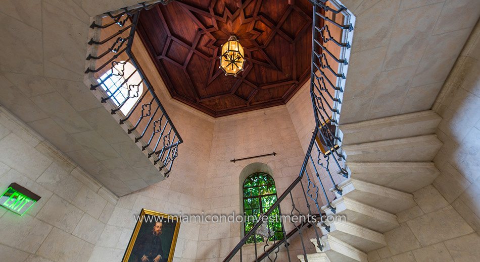 Stairway to the Snooker Club inside the Vanderbilt Mansion on Fisher Island