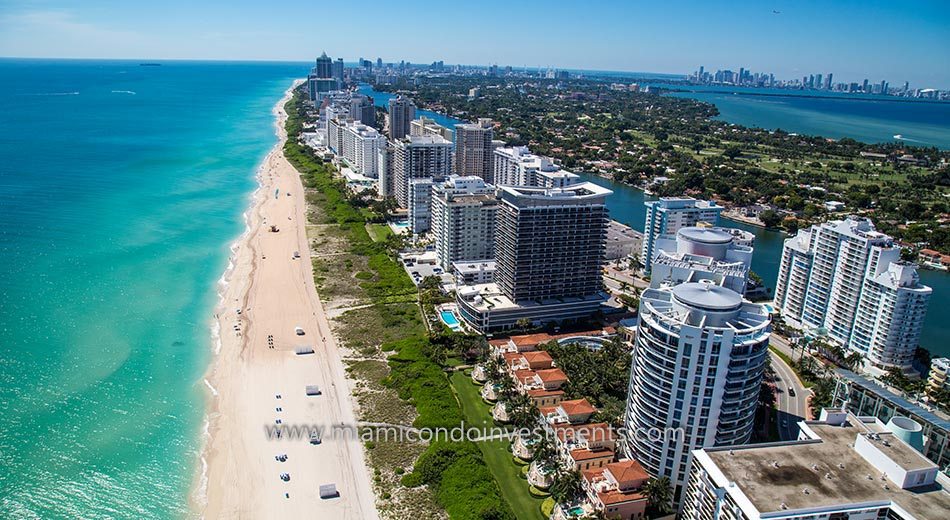 Aerial view of Miami Beach condos