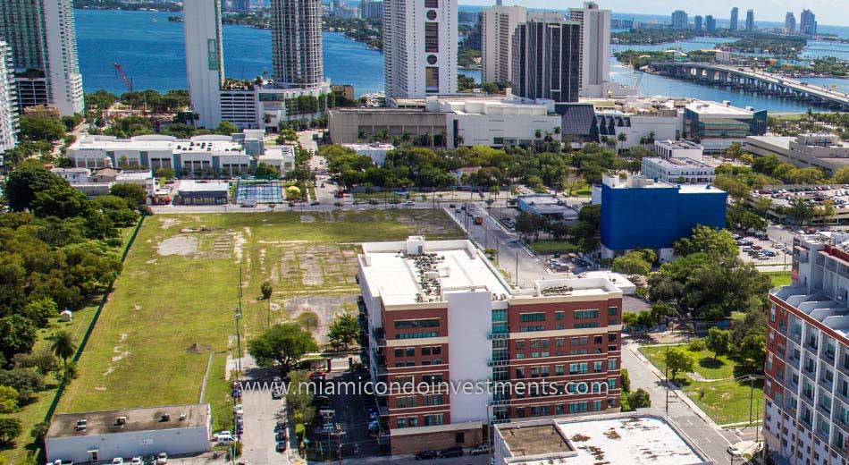 aerial photo of A+E District Miami neighborhood