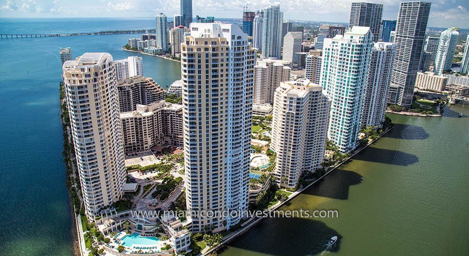 Brickell Key condos aerial view