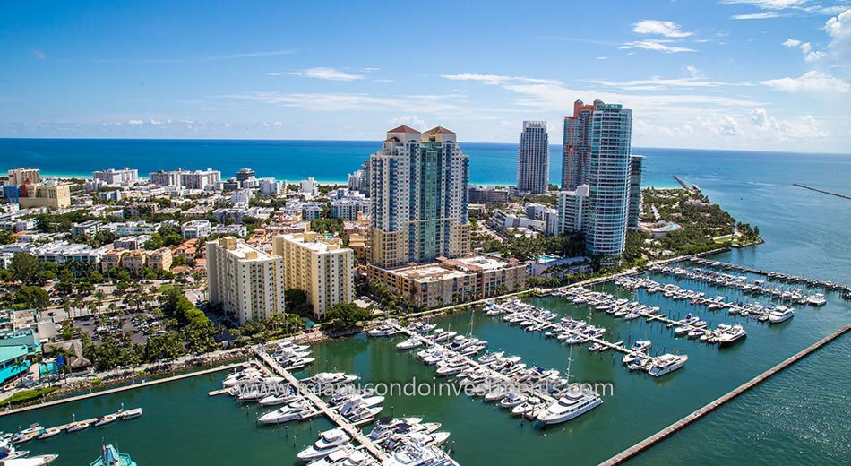 aerial view of South of Fifth condos