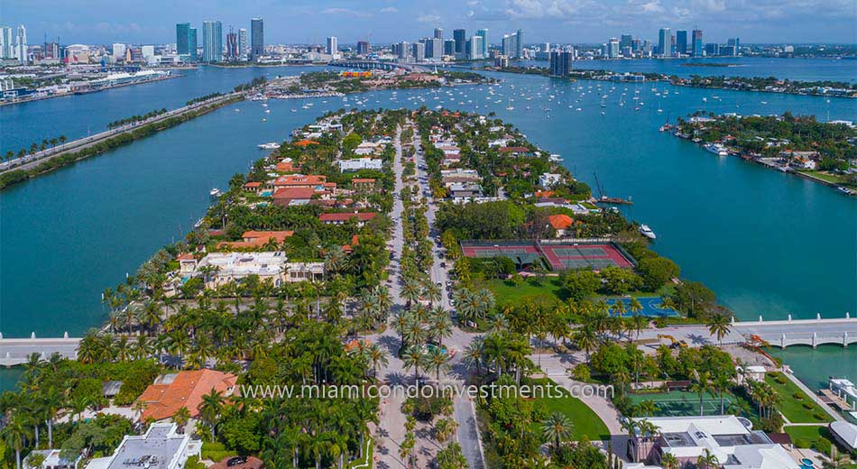 aerial view of Palm Island Miami Beach