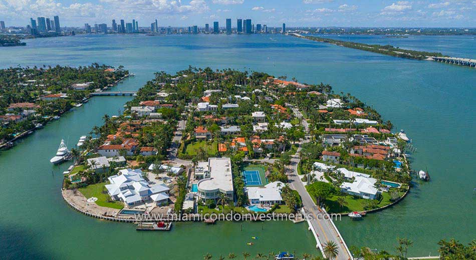 waterfront mansions on Sunset Islands in Miami Beach