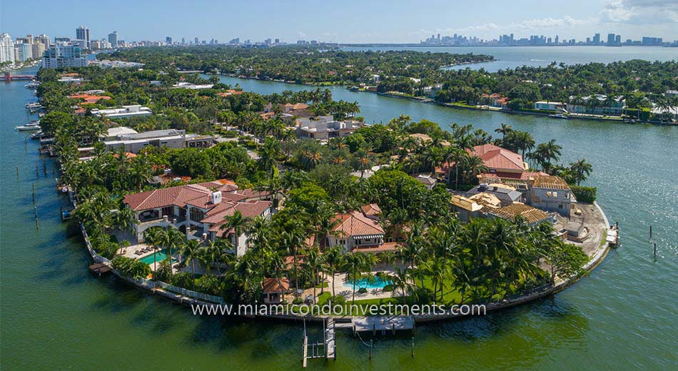 waterfront homes on Allison Island Miami Beach